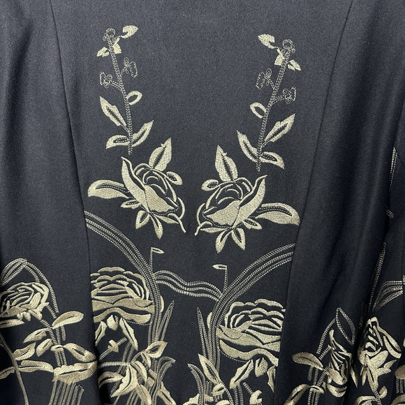 VTG Nygard Collection Black Wool Blend Lined Jacket XL Gold Floral Embroidered - Picture 4 of 11
